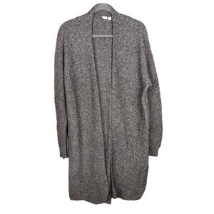 GAP Merino Wool Blend Long Open Cardigan Womens Large Gray Knit Sweater
